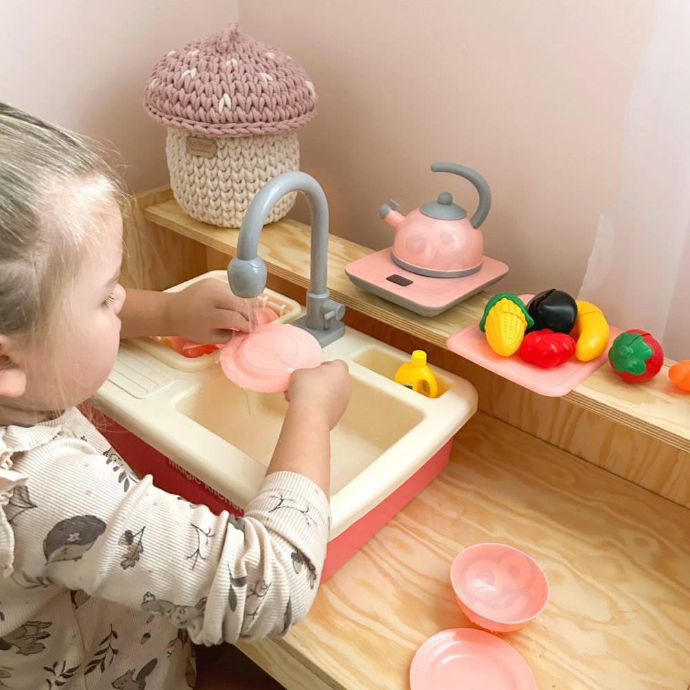 Virtuvės kriauklė su vandens maišytuvu WOOPIE 2-in-1, rožinė