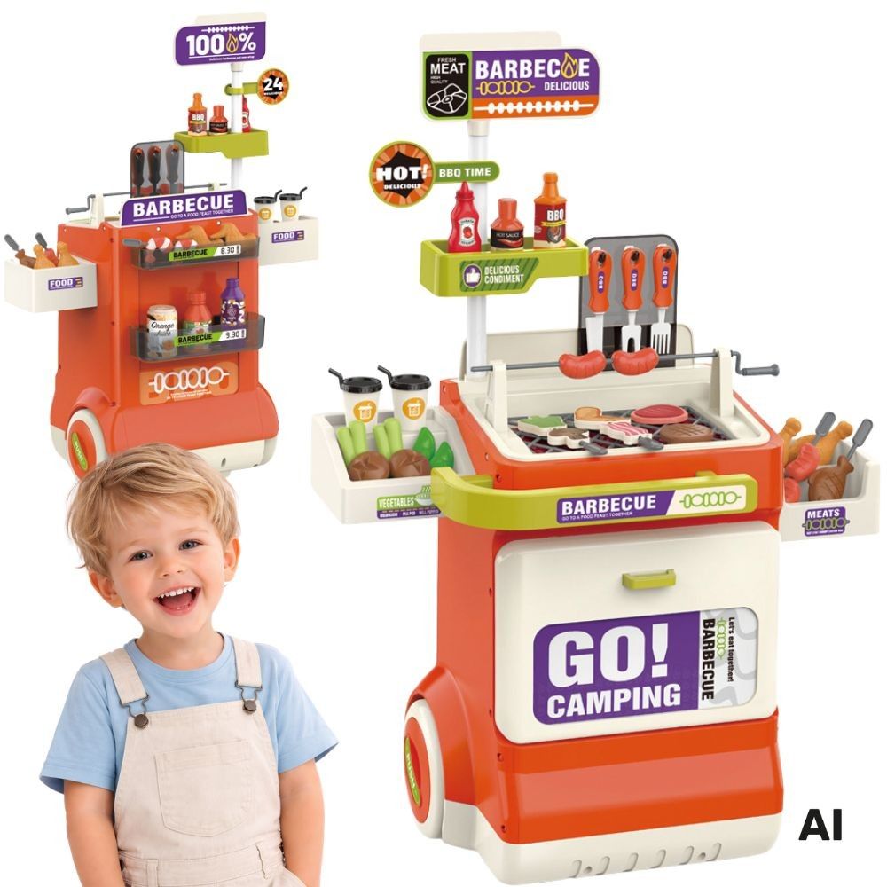 WOOPIE Interactive BBQ Grilling Cart 51-piece Grill Stand Real Grilling Effects 