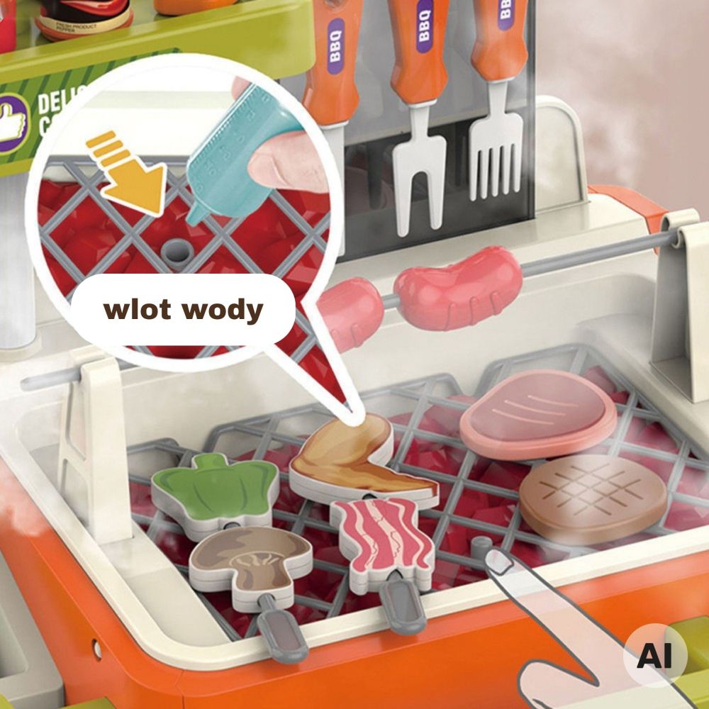 WOOPIE Interactive BBQ Grilling Cart 51-piece Grill Stand Real Grilling Effects 