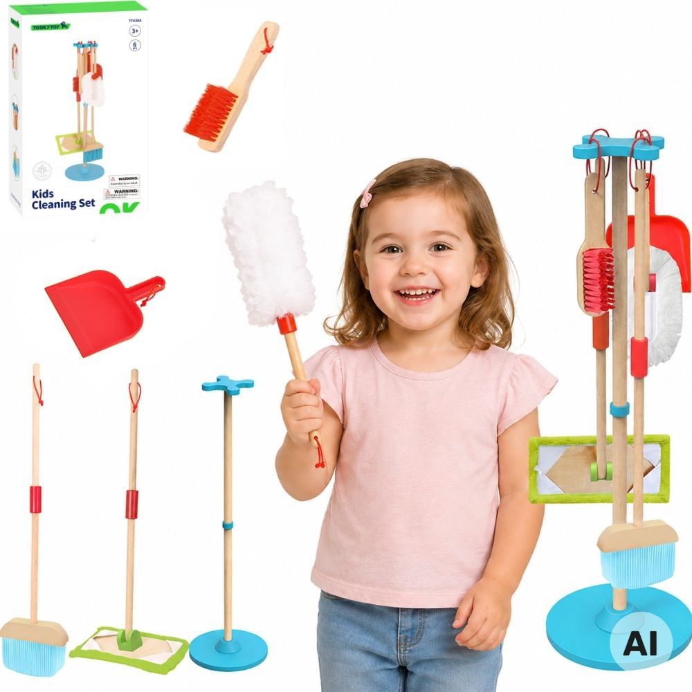TOOKY TOY Wooden Cleaning Set for Children 6 pcs. 
