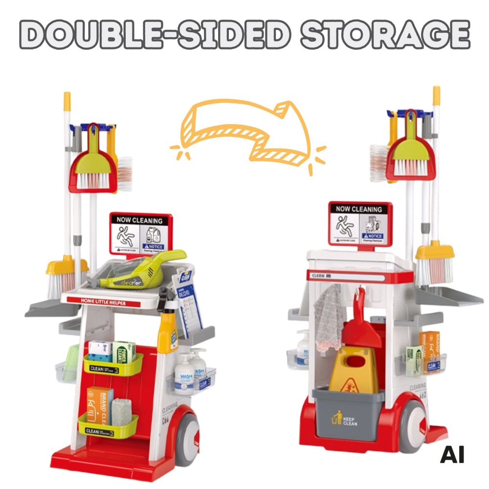 WOOPIE Children's Cleaning Set Trolley Vacuum Cleaner Mop Broom Large Accessories 3+ 