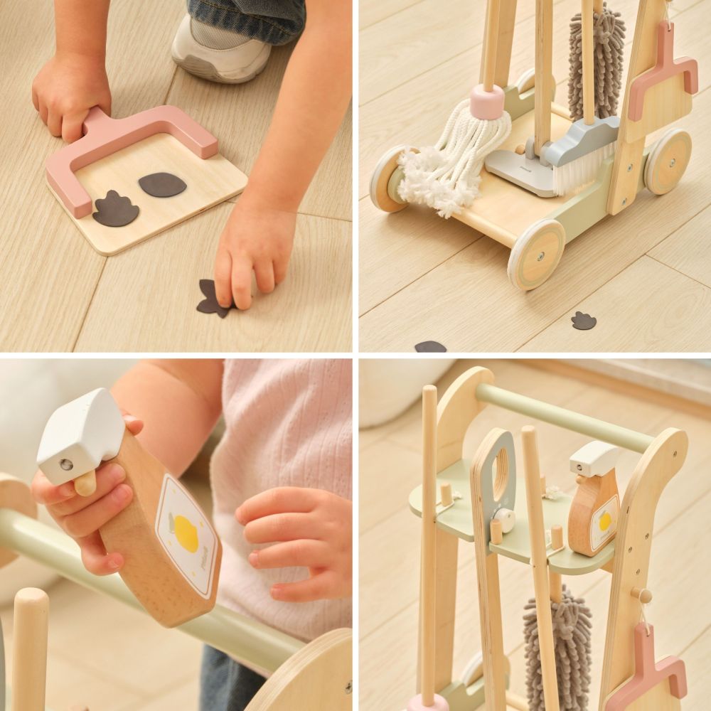 VIGA Wooden Cleaning Trolley with Accessories 11 pcs. 