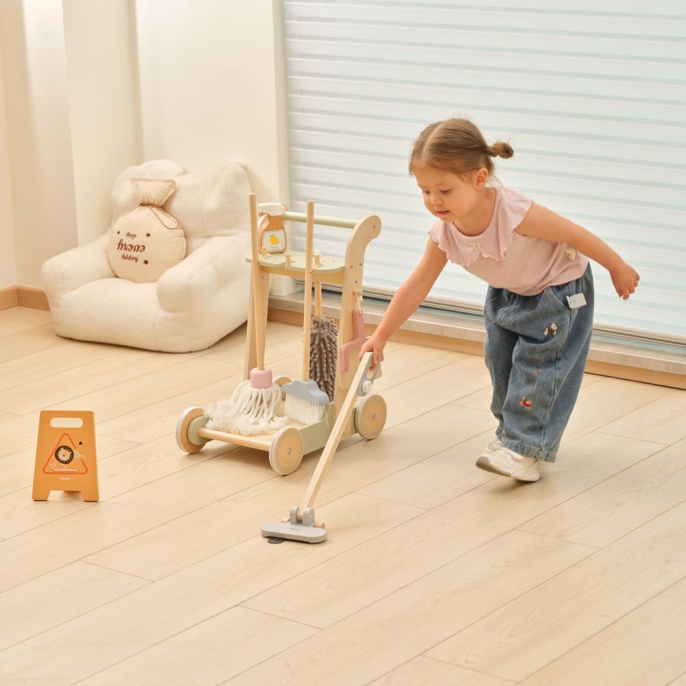 VIGA Wooden Cleaning Trolley with Accessories 11 pcs. 
