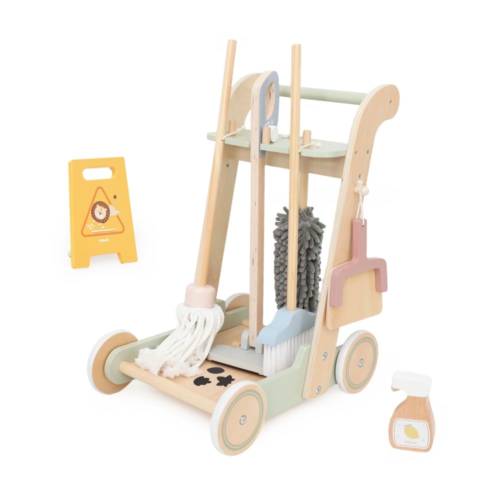 VIGA Wooden Cleaning Trolley with Accessories 11 pcs. 