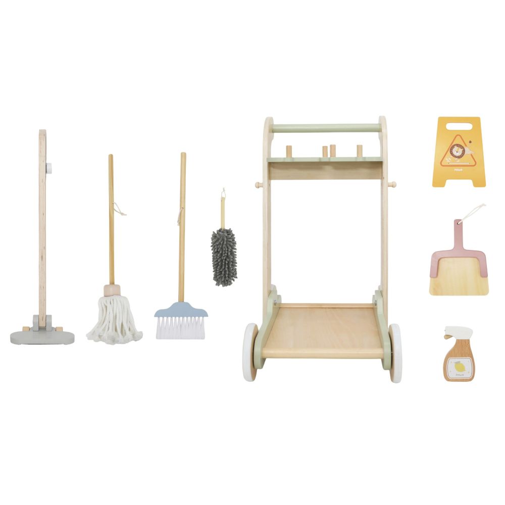 VIGA Wooden Cleaning Trolley with Accessories 11 pcs. 