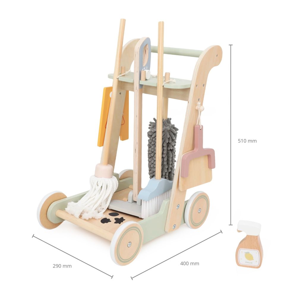 VIGA Wooden Cleaning Trolley with Accessories 11 pcs. 
