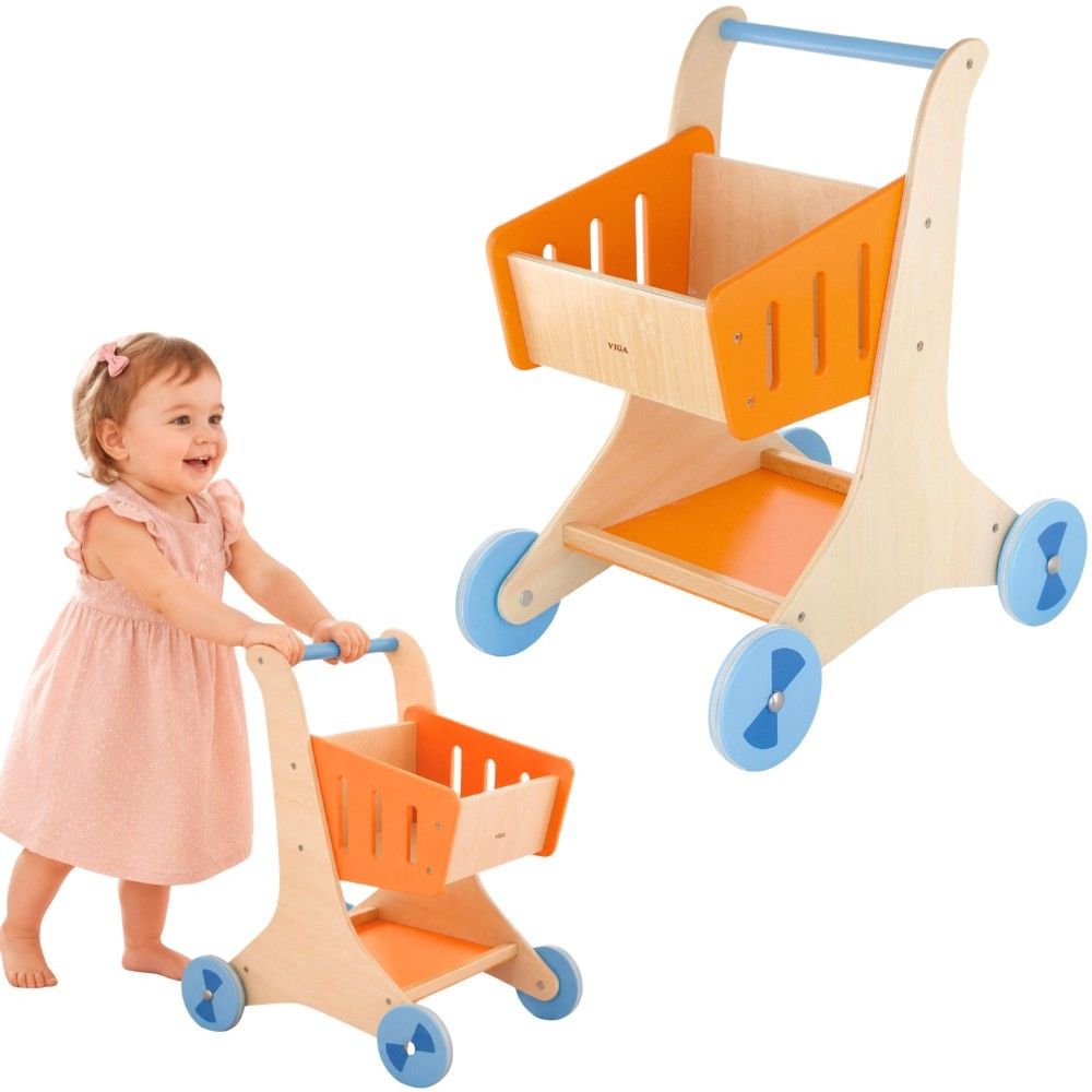 VIGA Wooden Shopping Cart for Kids Toy 