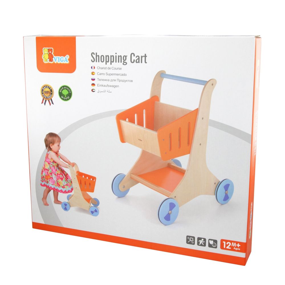 VIGA Wooden Shopping Cart for Kids Toy 