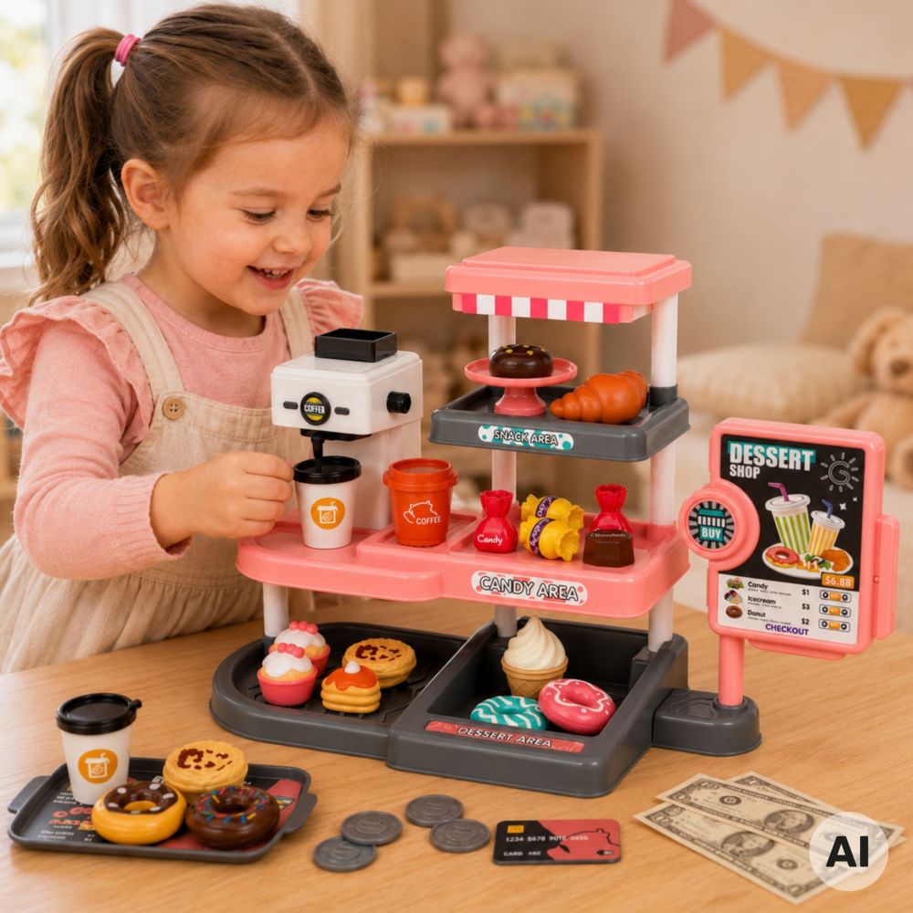 WOOPIE Cafe Confectionery Children's Shop Cash Register Express Sound 