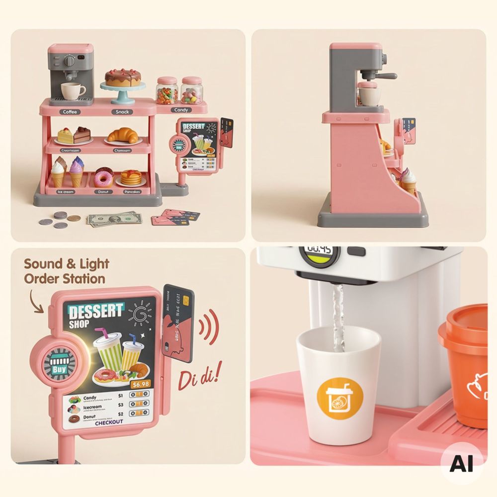 WOOPIE Cafe Confectionery Children's Shop Cash Register Express Sound 