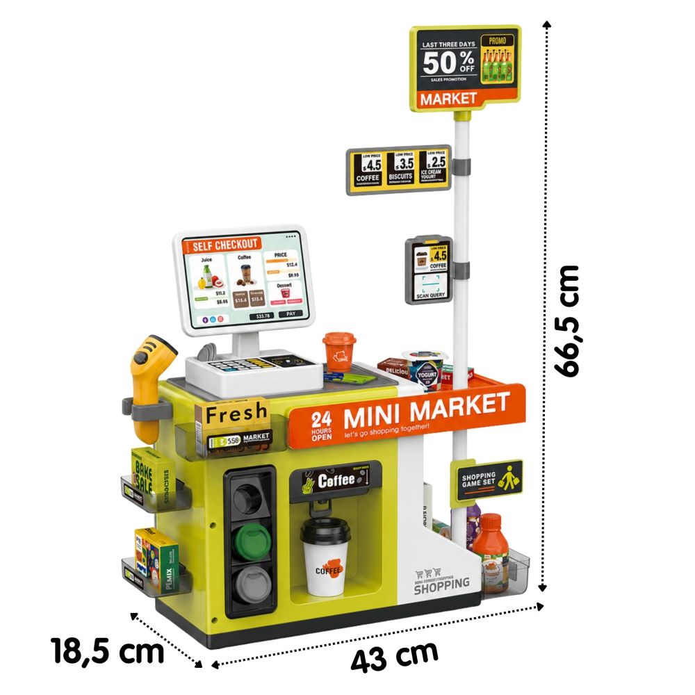 Savitarnos parduotuvė WOOPIE Mini Market Express + priedai