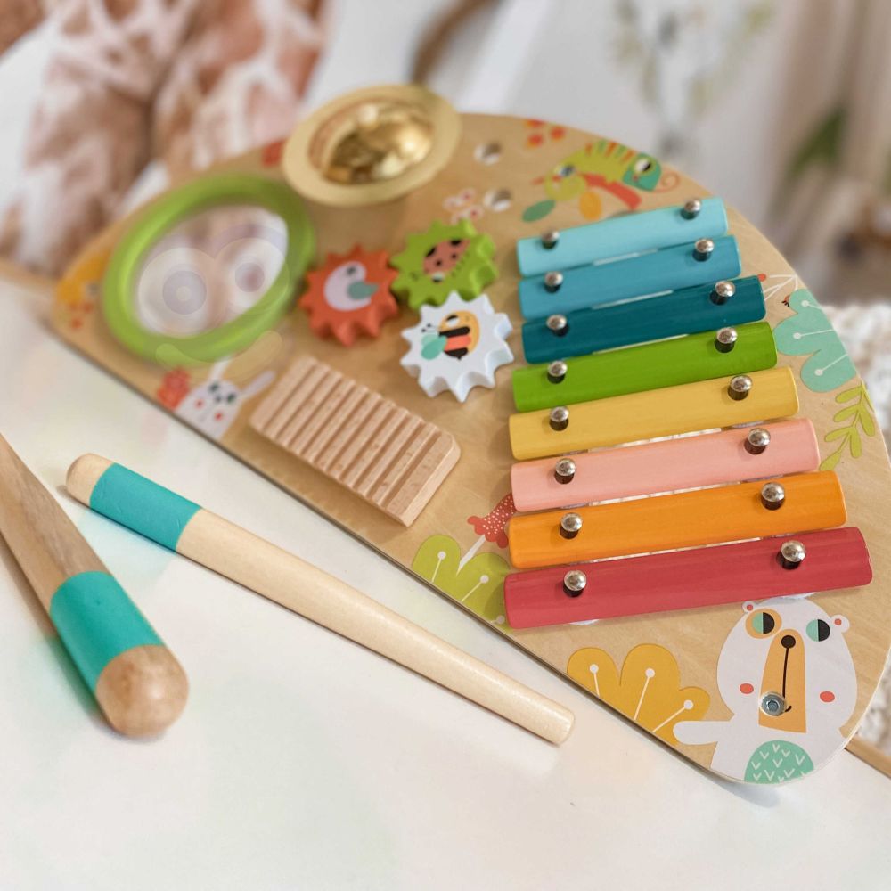 Daugiafunkcinis muzikos centras TOOKY TOY: ksilofonas, krumpliukai, tarka, būgnas, cimbolai, lazdelės