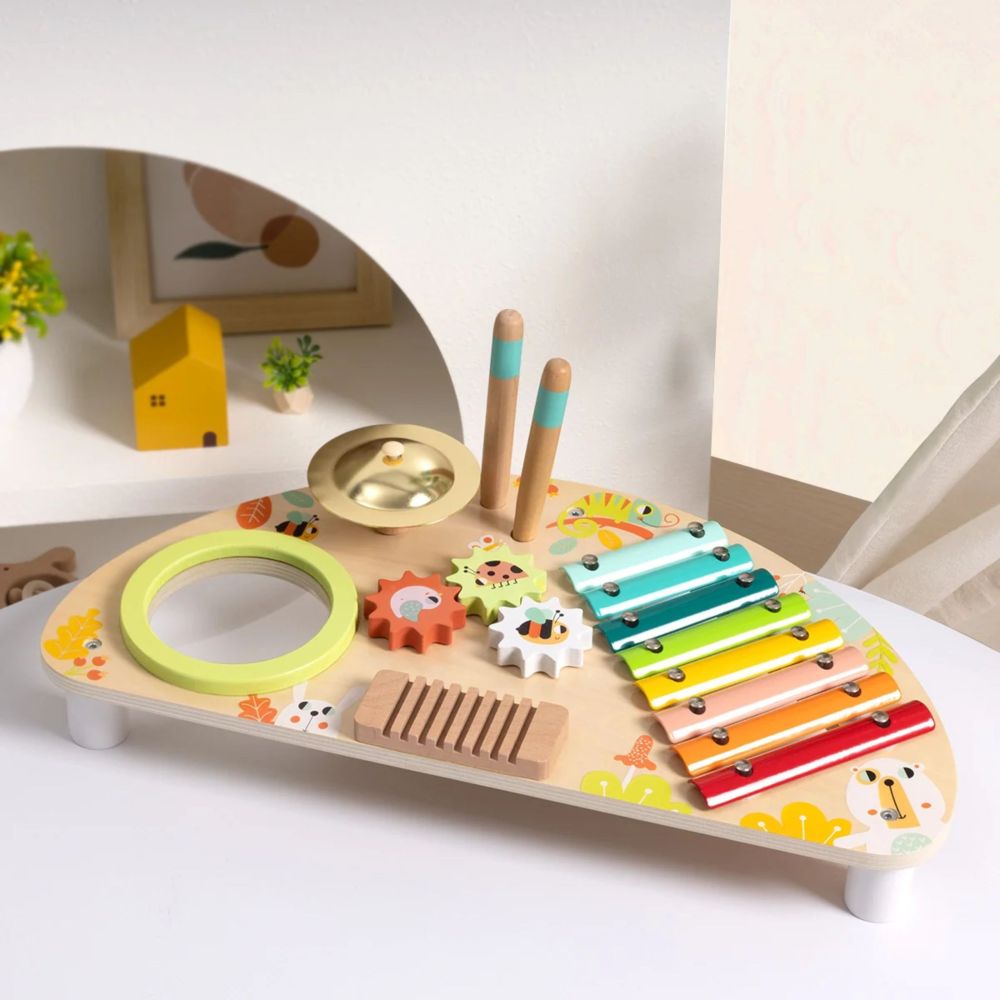 TOOKY TOY Multifunctional Instrument Music Center Xylophone Gears Grater Drum Cymbal Chopsticks 