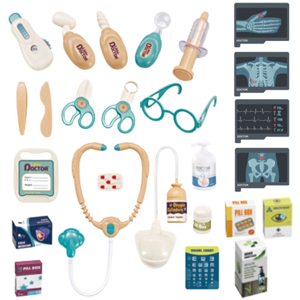 WOOPIE Doctor's Trolley Set Little Doctor EKG Sound Light Adjustable 26pcs 