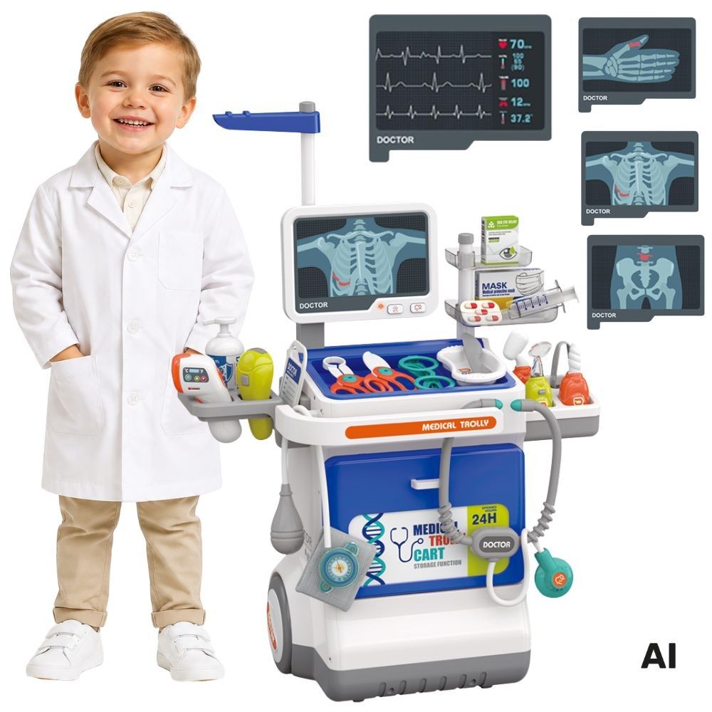 WOOPIE Interactive Little Doctor's Trolley Medical Set X-ray 115cm 