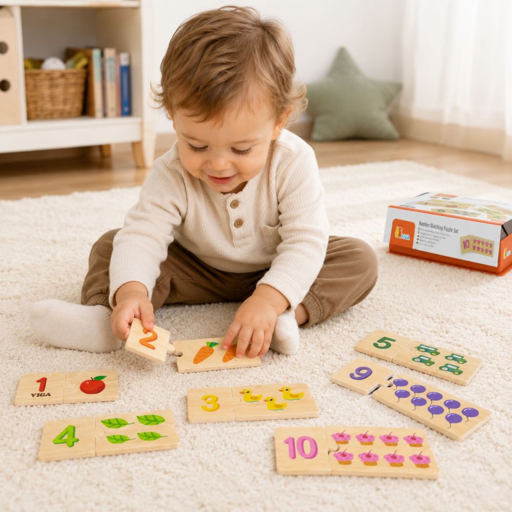 Medinių dėlionių rinkinys VIGA - Sudėk skaičius Montessori