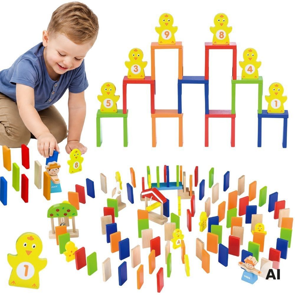 VIGA Wooden Domino Track 122 pcs. 