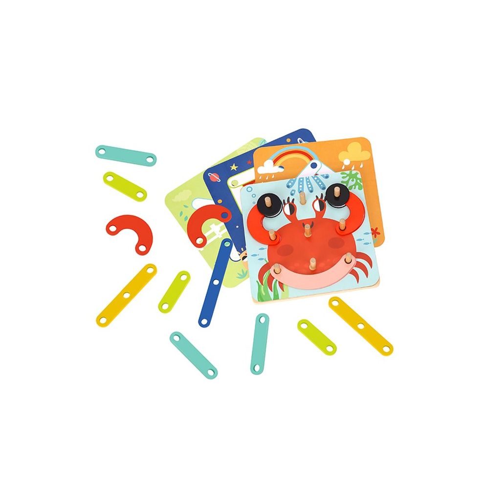 TOOKY TOY Wooden Puzzle Blocks Pegs Animal Patterns to Recreate FSC Certified 