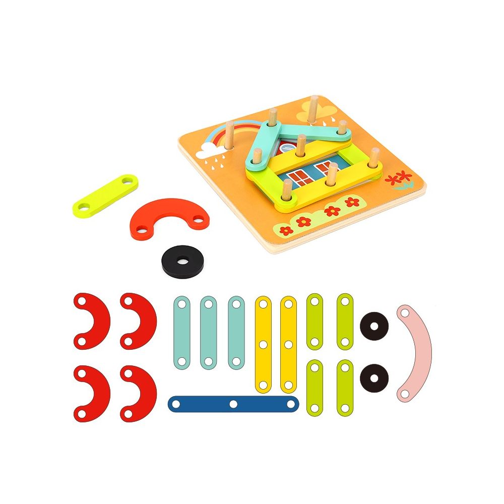 TOOKY TOY Wooden Puzzle Blocks Pegs Animal Patterns to Recreate FSC Certified 