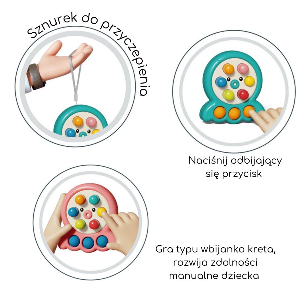 Arkadinis žaidimas WOOPIE Stick Mole String Octopus 2-in-1, rožinis