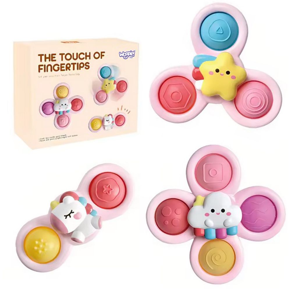 Sensorinis žaislas su keičiamais elementais WOOPIE BABY Space Spinner Pop-it, 3 vnt, rožinis