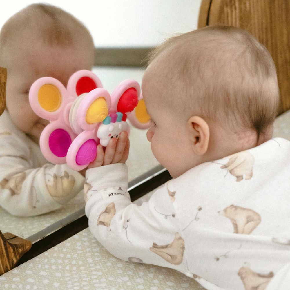Sensorinis žaislas su keičiamais elementais WOOPIE BABY Space Spinner Pop-it, 3 vnt, rožinis