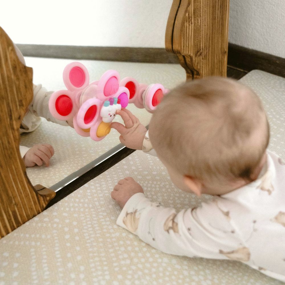 Sensorinis žaislas su keičiamais elementais WOOPIE BABY Space Spinner Pop-it, 3 vnt, rožinis