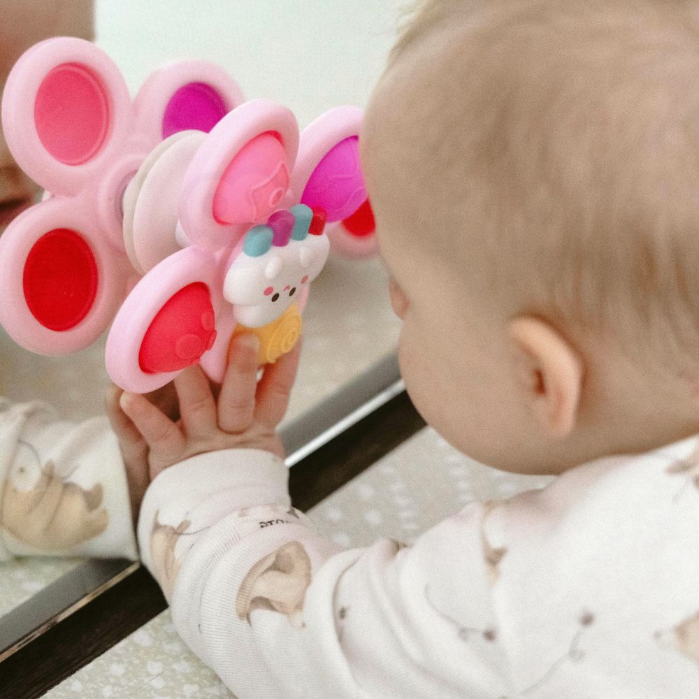 Sensorinis žaislas su keičiamais elementais WOOPIE BABY Space Spinner Pop-it, 3 vnt, rožinis