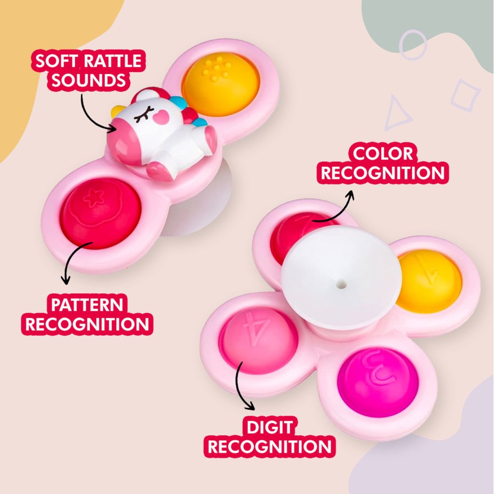 Sensorinis žaislas su keičiamais elementais WOOPIE BABY Space Spinner Pop-it, 3 vnt, rožinis