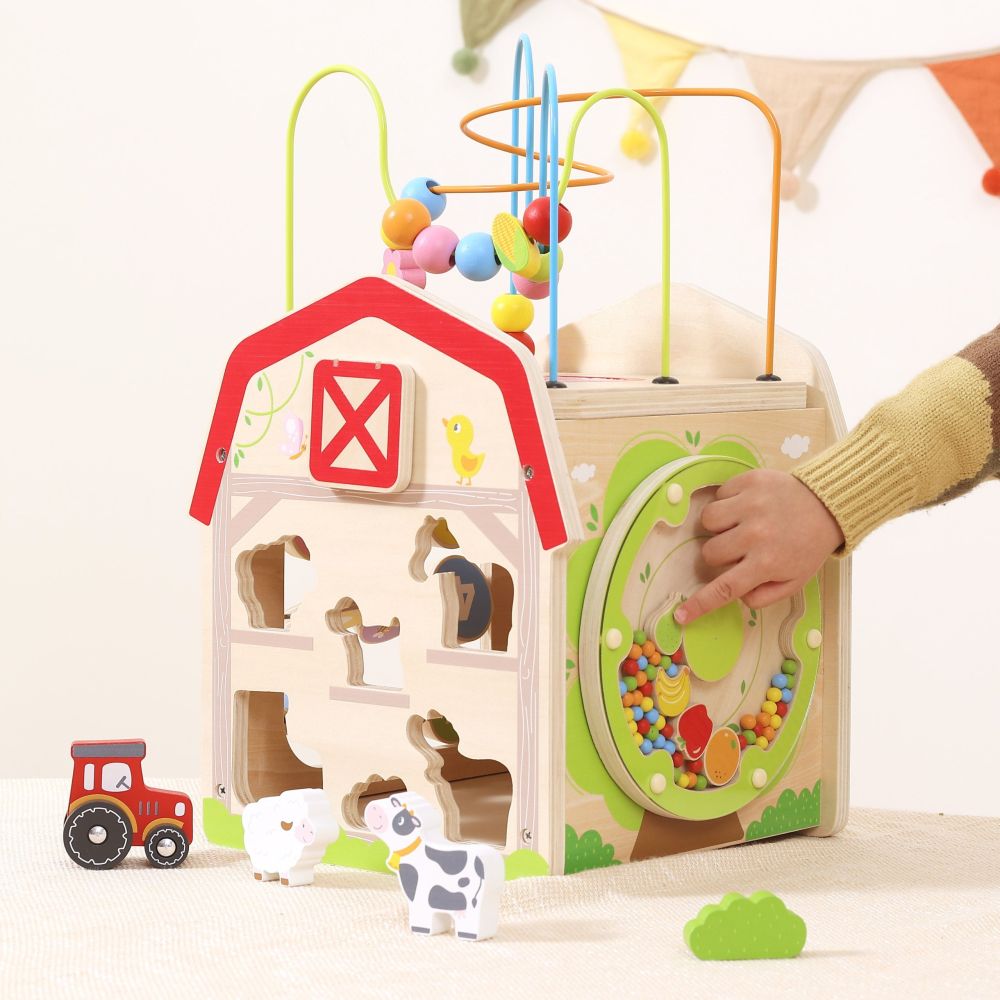 VIGA Wooden Farm 7 in 1 - Educational Cube 