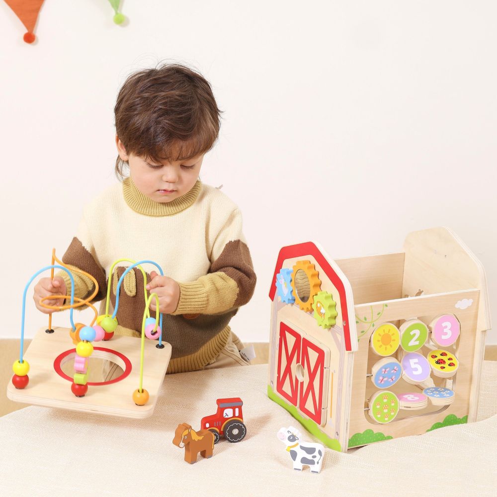 VIGA Wooden Farm 7 in 1 - Educational Cube 