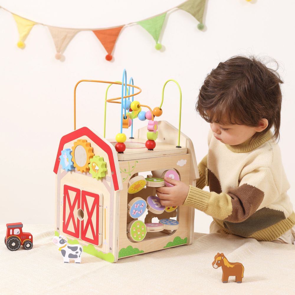 VIGA Wooden Farm 7 in 1 - Educational Cube 