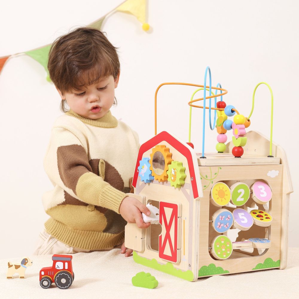 VIGA Wooden Farm 7 in 1 - Educational Cube 