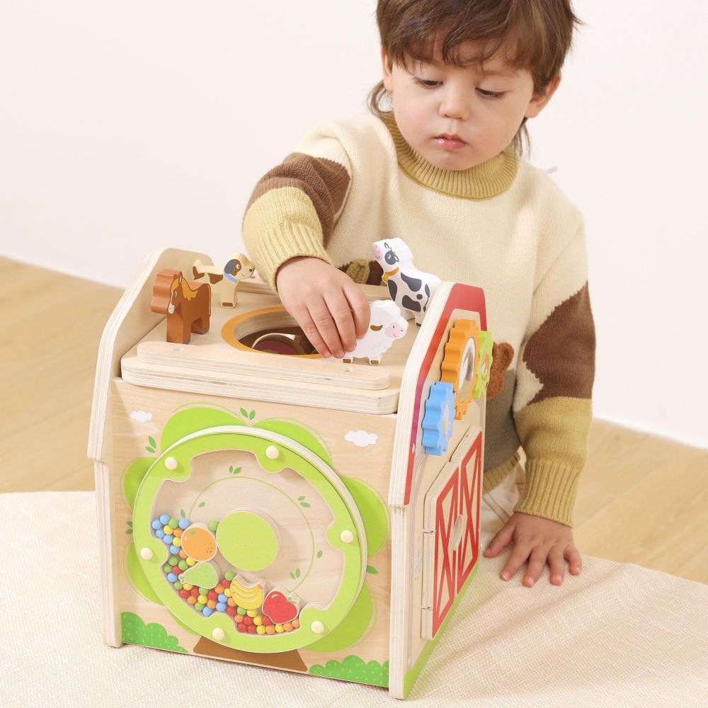 VIGA Wooden Farm 7 in 1 - Educational Cube 