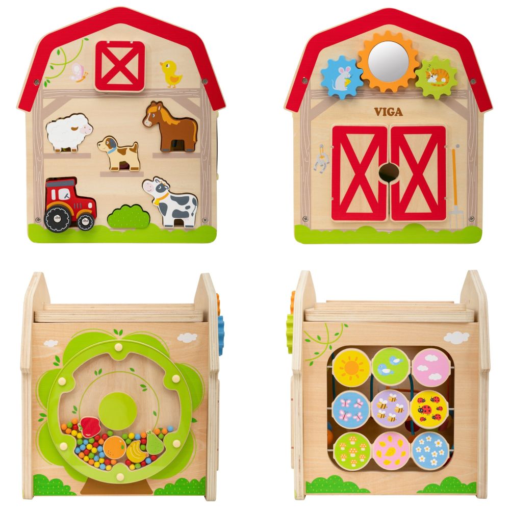 VIGA Wooden Farm 7 in 1 - Educational Cube 