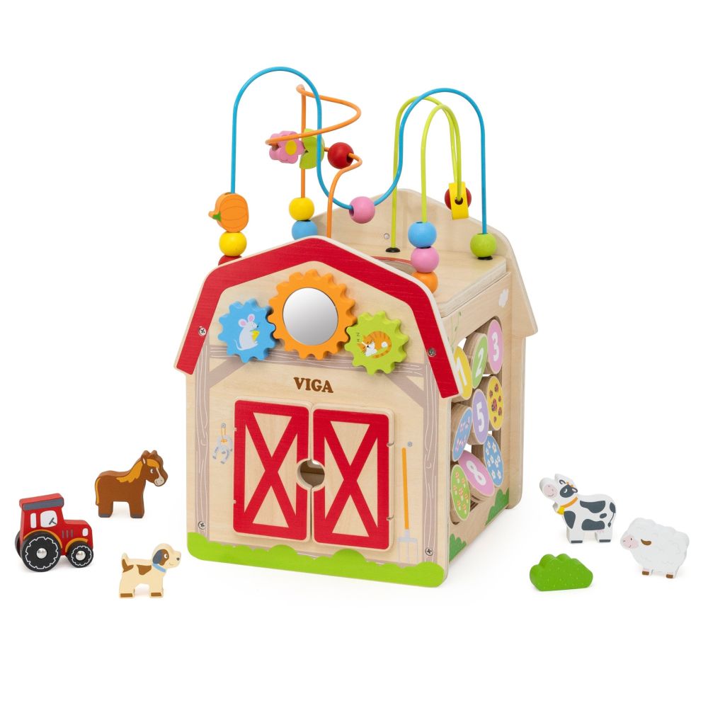 VIGA Wooden Farm 7 in 1 - Educational Cube 