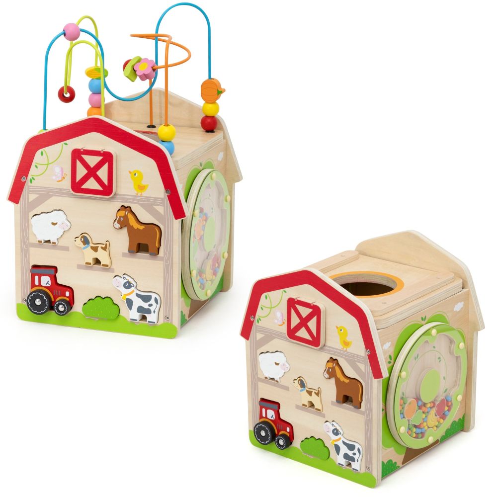 VIGA Wooden Farm 7 in 1 - Educational Cube 