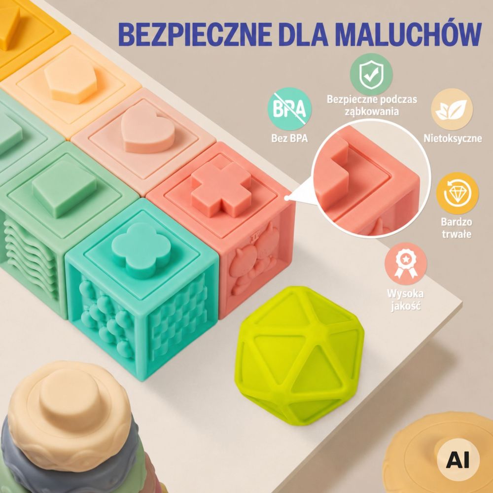 WOOPIE BABY Soft Sensory Blocks Teethers 23 pcs. 