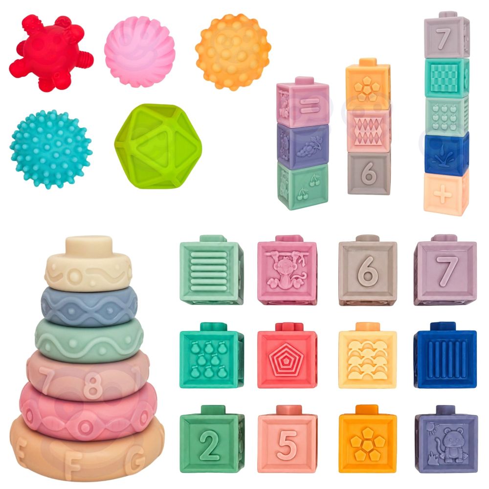 WOOPIE BABY Soft Sensory Blocks Teethers 23 pcs. 