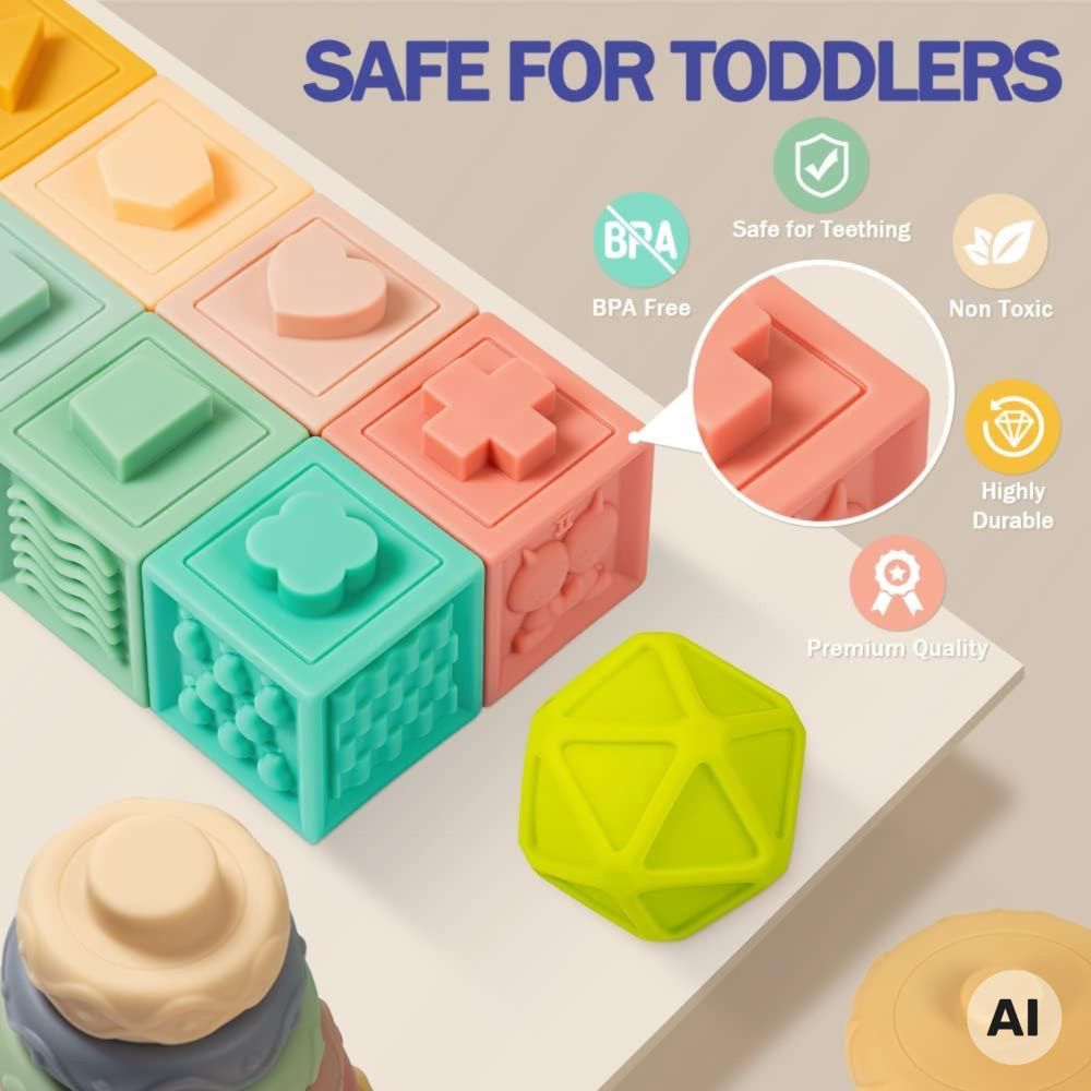 WOOPIE BABY Soft Sensory Blocks Teethers 23 pcs. 
