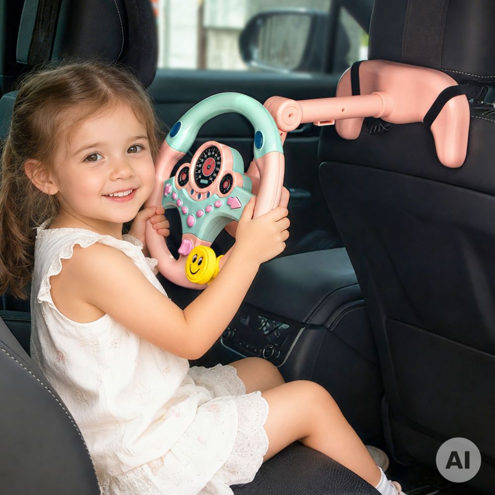 WOOPIE Interactive Car Steering Wheel with Lights Pink 