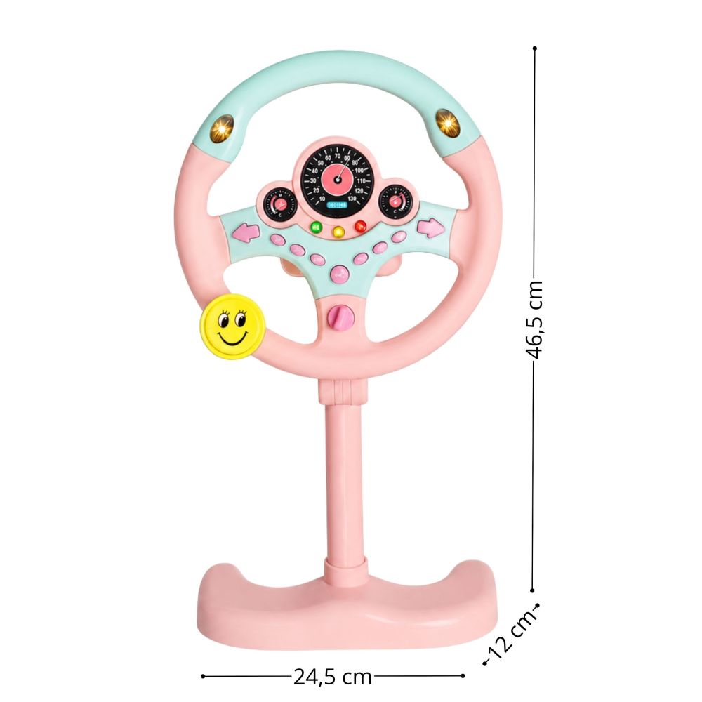 WOOPIE Interactive Car Steering Wheel with Lights Pink 