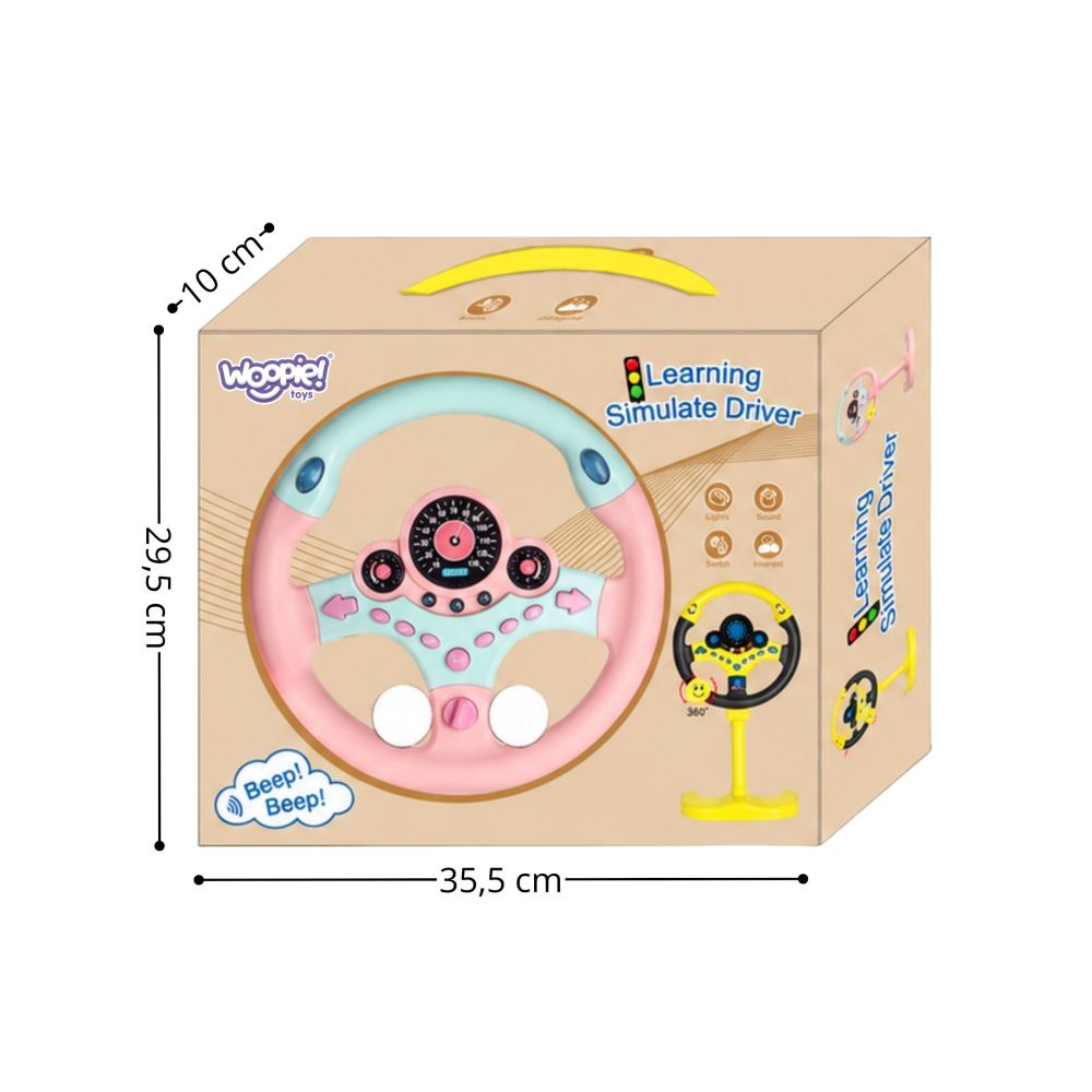 WOOPIE Interactive Car Steering Wheel with Lights Pink 