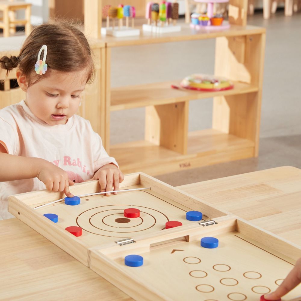 VIGA Wooden 4-in-1 Arcade Game Table Hockey Curling Bowling Ludo 