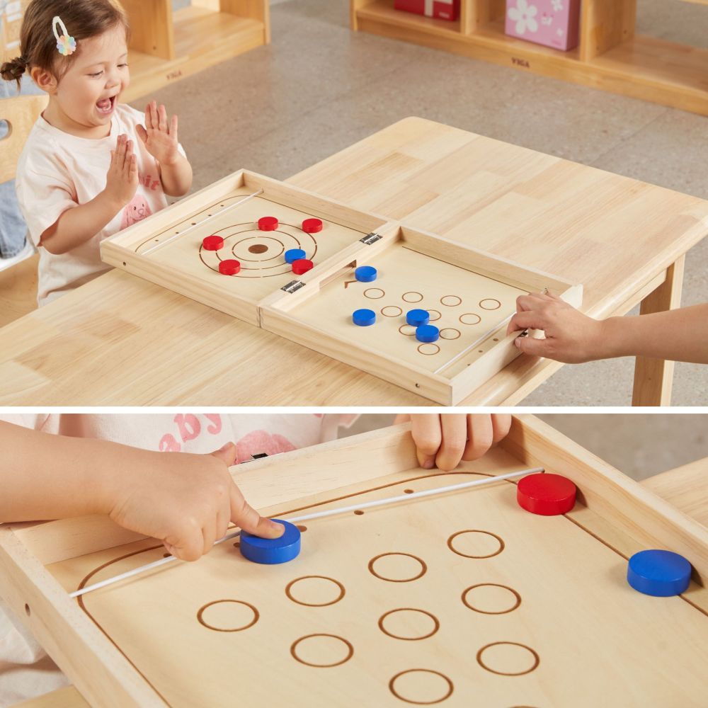 Arkadinis medinis žaidimas VIGA 4-in-1: ledo ritulys, kerlingas, boulingas, „Ludo“