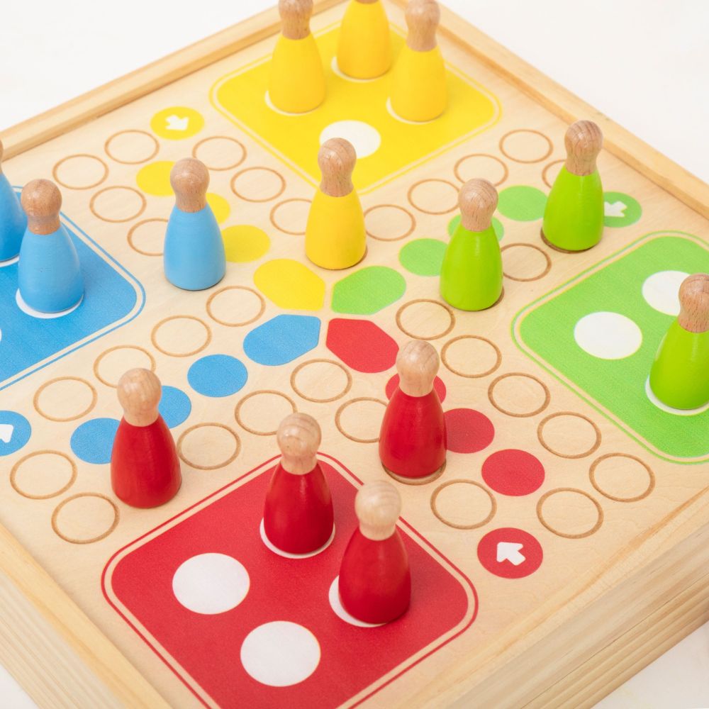 Arkadinis medinis žaidimas VIGA 4-in-1: ledo ritulys, kerlingas, boulingas, „Ludo“