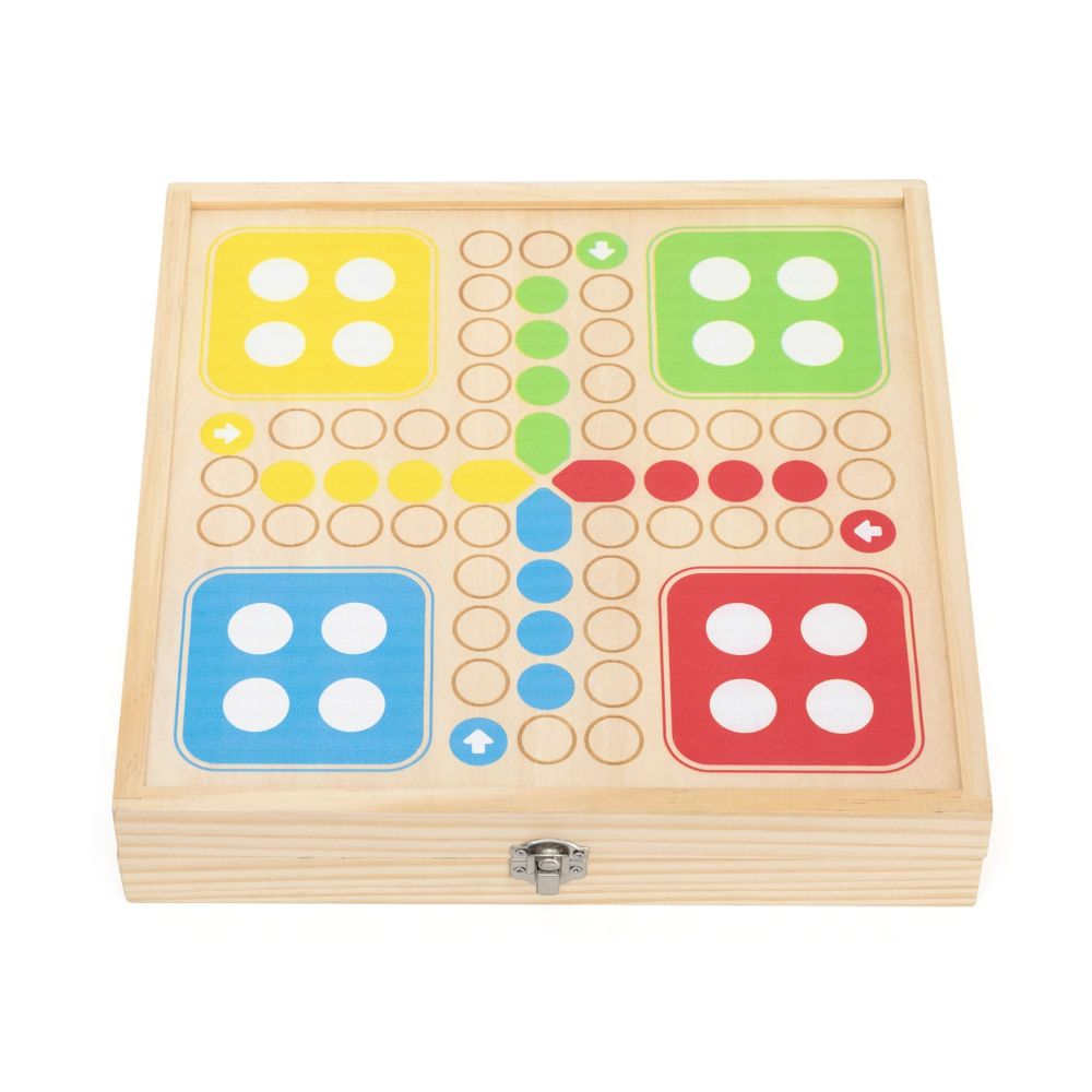 VIGA Wooden 4-in-1 Arcade Game Table Hockey Curling Bowling Ludo 