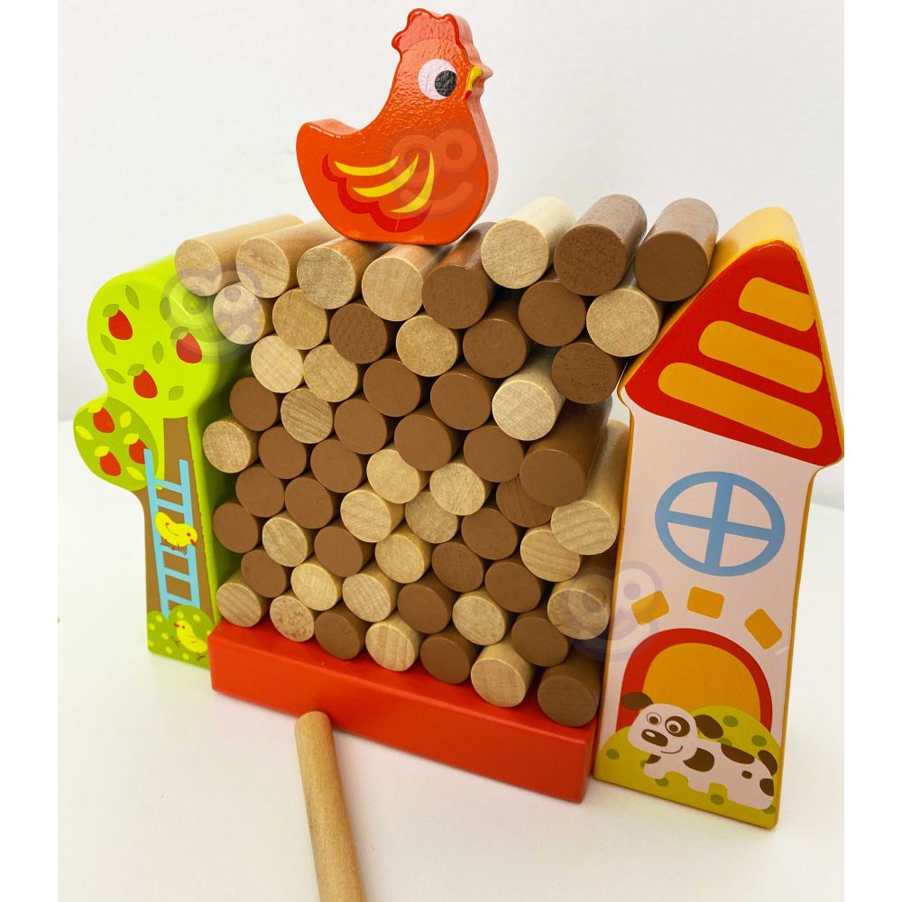TOOKY TOY Arcade Game Falling Hen Wooden Farm 