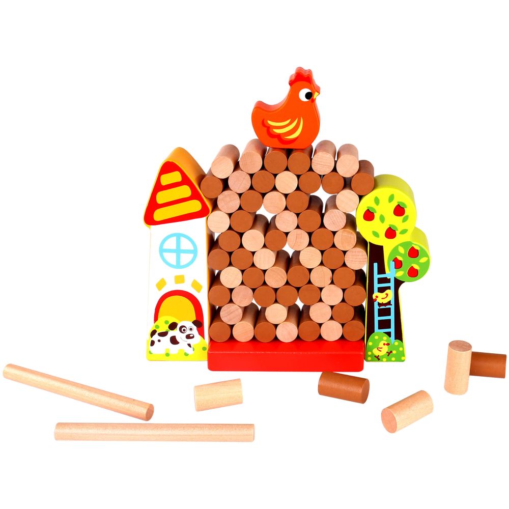 TOOKY TOY Arcade Game Falling Hen Wooden Farm 
