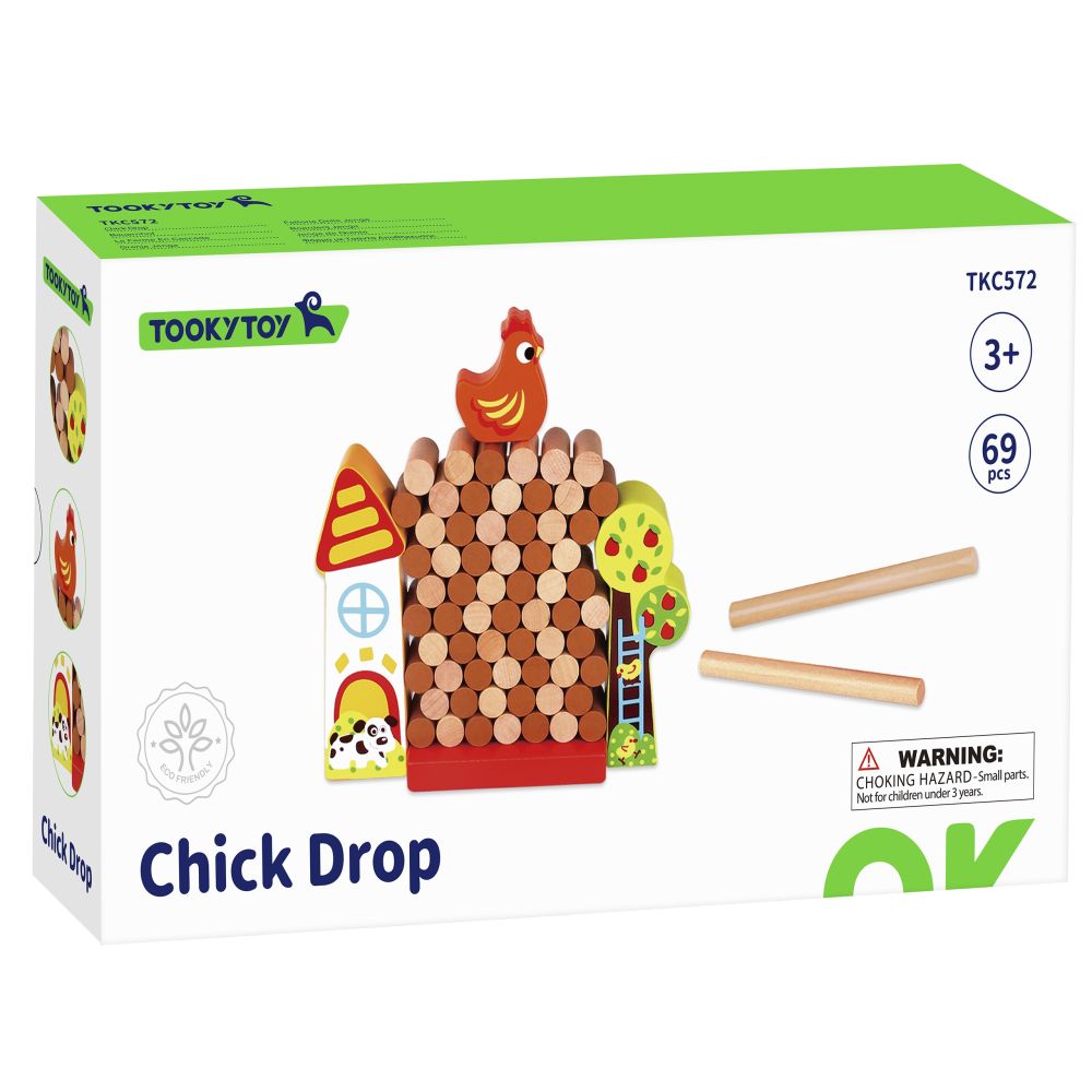 TOOKY TOY Arcade Game Falling Hen Wooden Farm 